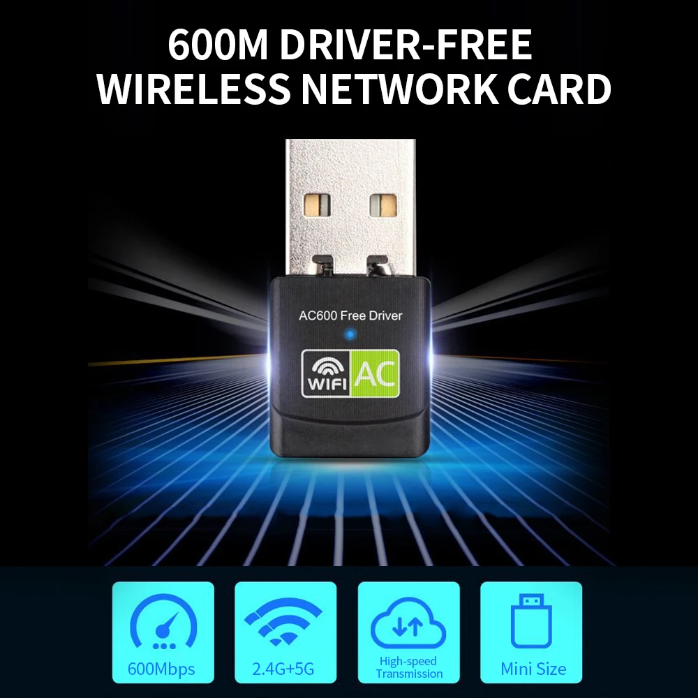 600 драйвер Mbps-Бесплатная Беспроводной сетевая карта 2 4 ГГц + Wi-Fi 5 двухдиапазонный