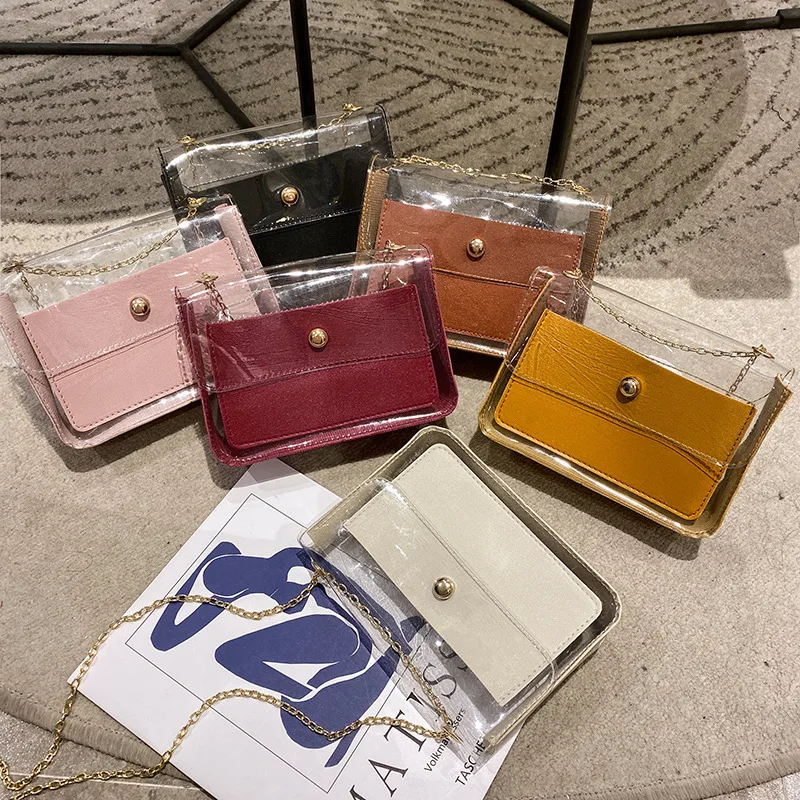 

Fashion Transparent Small Bag 2021 New Simple Women's Bag Single Shoulder Messenger Bag Chain Mobile Phone Bag Leisure