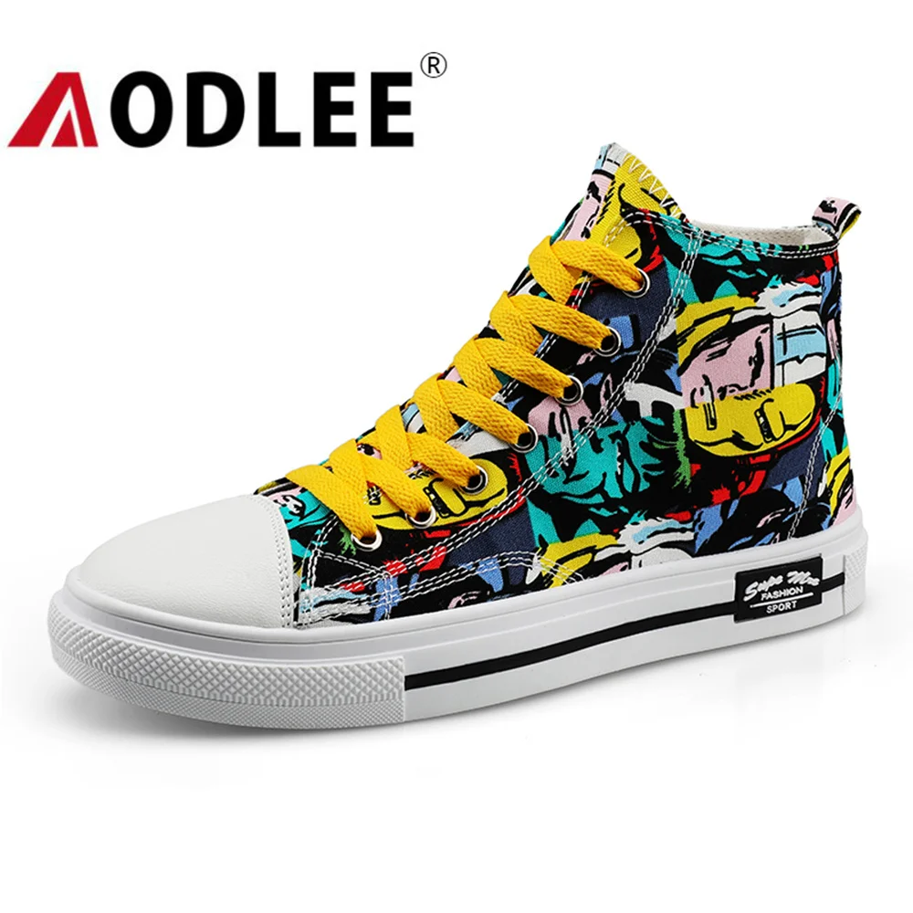 

AODLEE Unisex Sneakers Men Shoes Superstar Camouflage Printed High top Men Causal Shoes Canvas Vulcanize Graffiti board Shoes