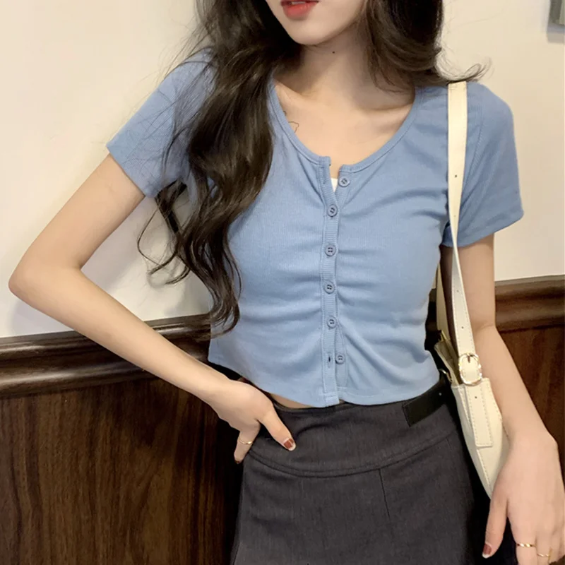 

С круглым воротником с коротким пупка BM кофта на весну и тонкие облегающие нежный база небольшой кардиган с высокой талией футболка с корот...