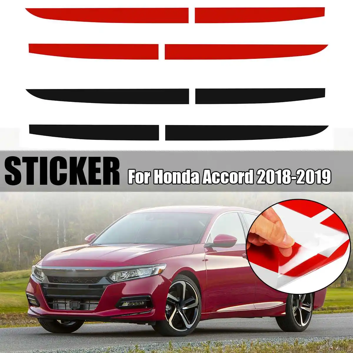 

Кузова автомобиля боковой двери Нижняя клеящейся стороны Нижняя юбка в полоску наклейка для Honda Accord 2018 2019 Авто Внешние аксессуары наклейка ...