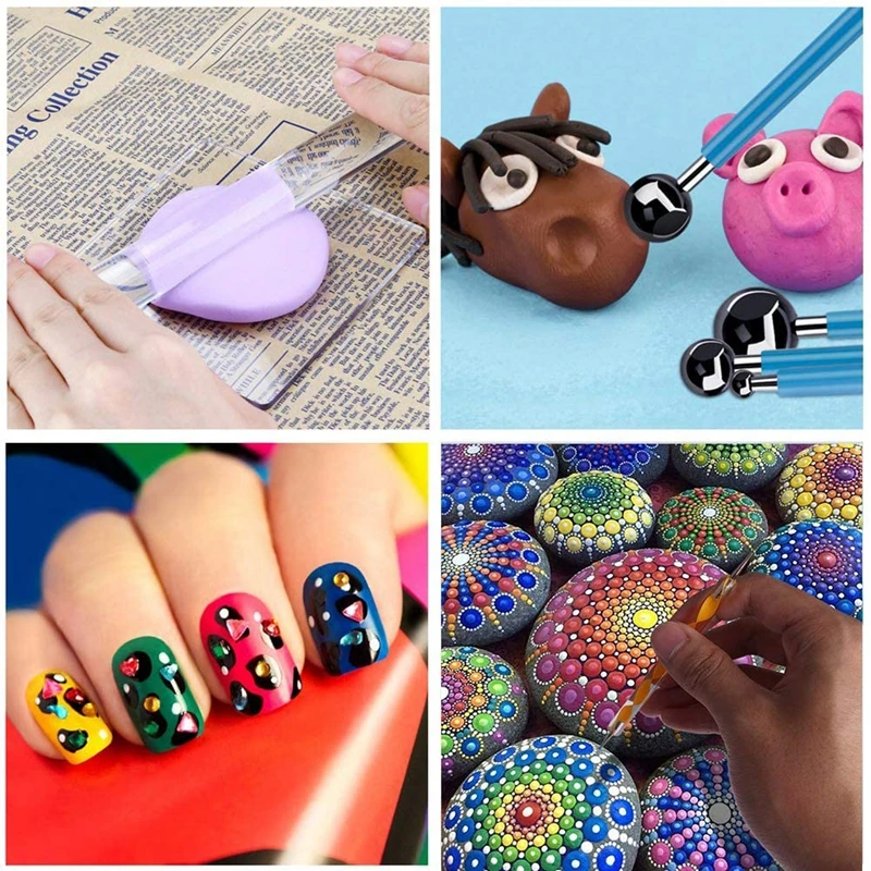 

Painting Tool Set,Pattern Dotting Tools Set Stone Painting Kit Pen Brushes Stencil Drawing Art, Home Decoration (Color)
