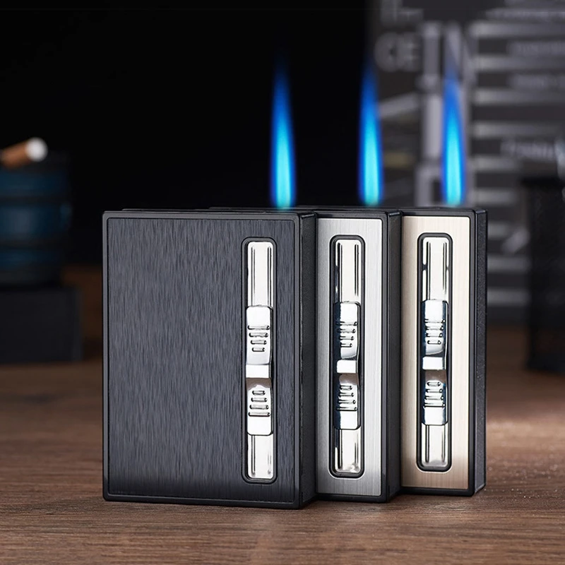 Gas Lighters Metal Aluminum Alloy 10Pcs Cigarette case / Box Butane Torch Turbo Smoke Lighter Gadgets For Men | Дом и сад