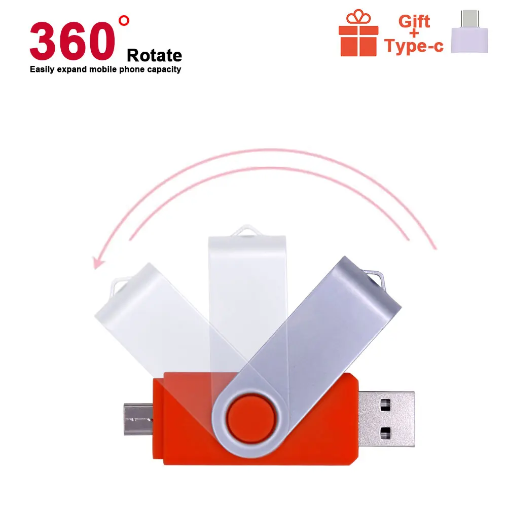 Высокоскоростной металлический OTG 3 в 1 USB-флеш-накопитель Тип C 256 ГБ