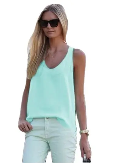 Новые женские летние повседневные майки без рукавов шифоновая Свободная Женская