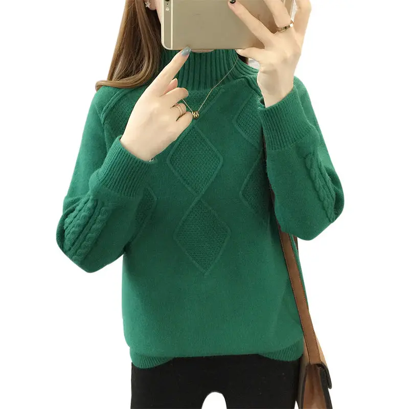 2022 модные осенне-зимние короткие пуловеры с воротником хомут свитер женская