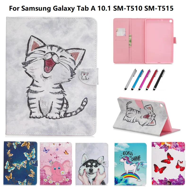 Кожаный чехол-книжка для Tab A10 1 чехол Samsung Galaxy A 10 Обложка 2019 T510 T515 Φ Coque + Pen |