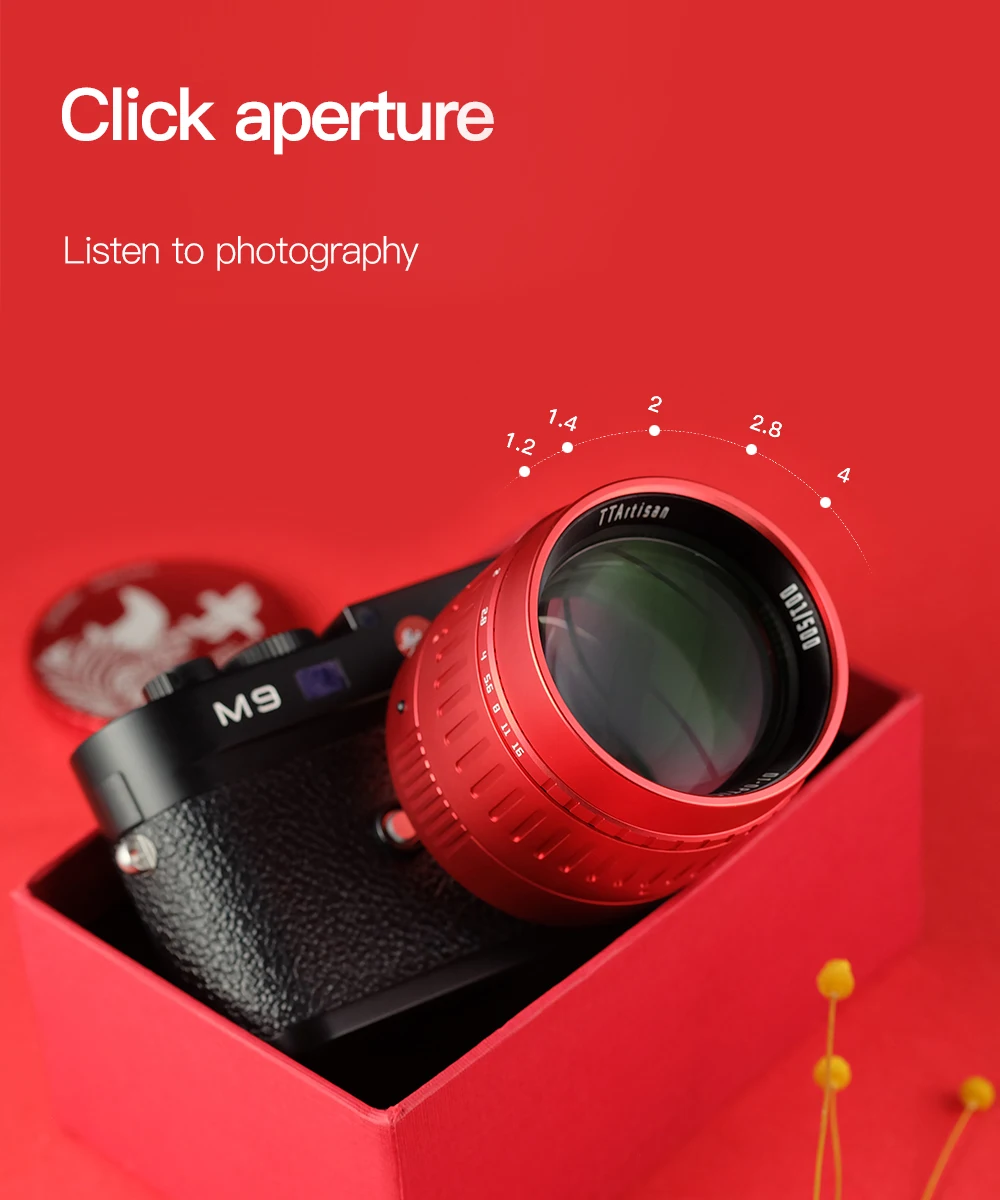 TTArtisan 50 мм F0.95 ASPH красный объектив 2021 камеры Ручной фокус для большой апертуры