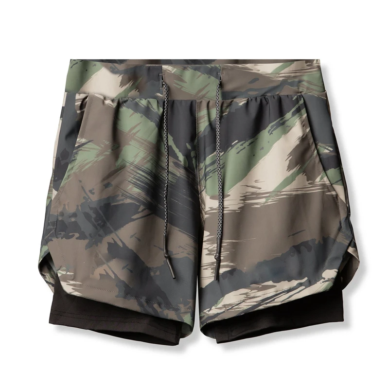 

2 IN 1 Brand New Fitness Sport Shorts Men Running Shorts Training Exercise Jogging Short Pants Joggers