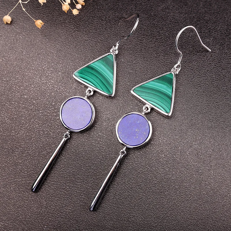 MIQIAO 2020 новые серебряные серьги на уши 925 Подвесные из натурального камня Малахит