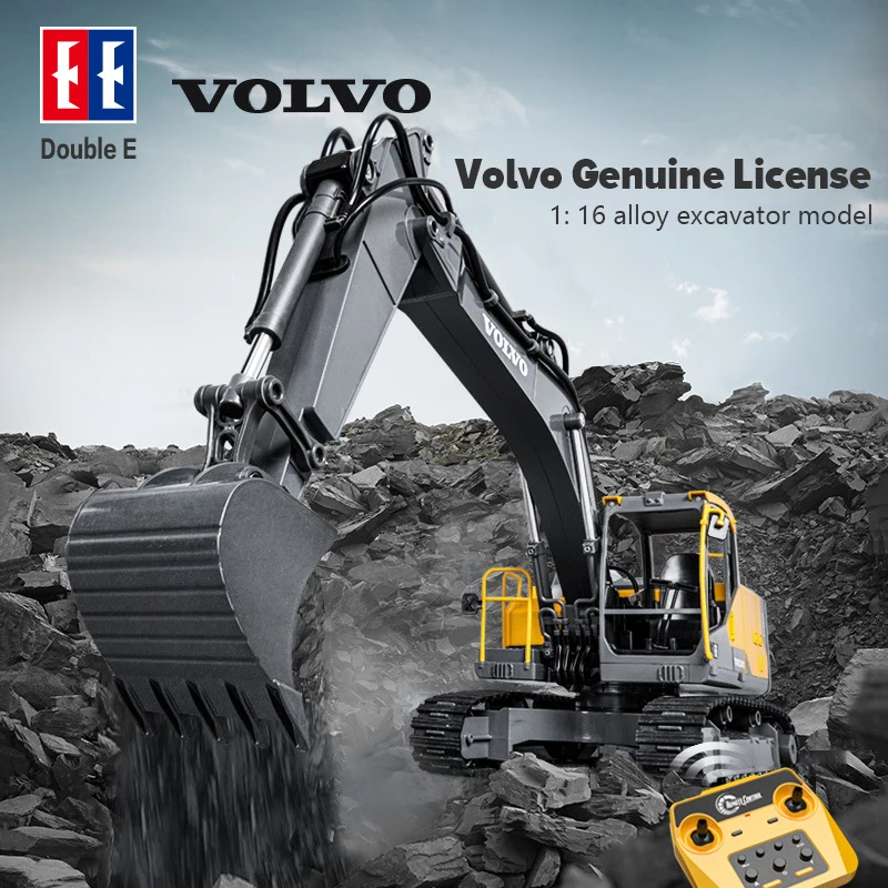 

Экскаватор на радиоуправлении Double E Volvo EC160E 3 в 1, гусеничный экскаватор, трактор из сплава, автомобиль, детская машинка, игрушки для мальчиков