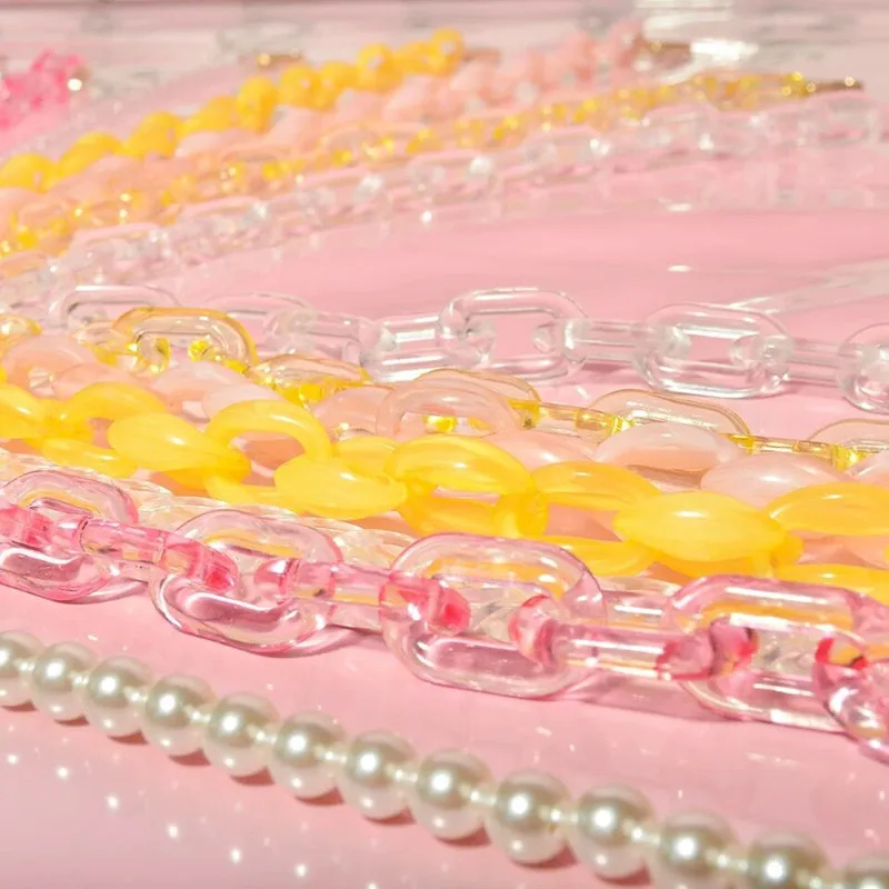 PUOU 60 см акриловая смола цепочка сумка ремешок для сумок женский золотой кошелек