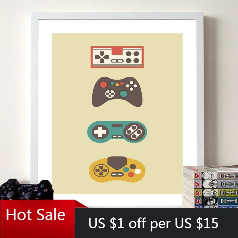 

Gaming Print Retro Wall Art Canvas Painting Gamer Gift Video Game Vintage Poster Gamepad Controller Picture Kids Boys Room Decor