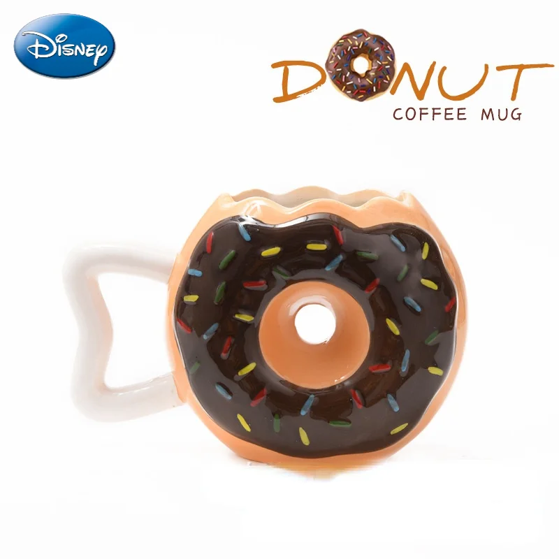 

Disney creative ceramic cups with donuts, coffee cups with handles, milk, fun breakfast for children, Christmas gifts for girls