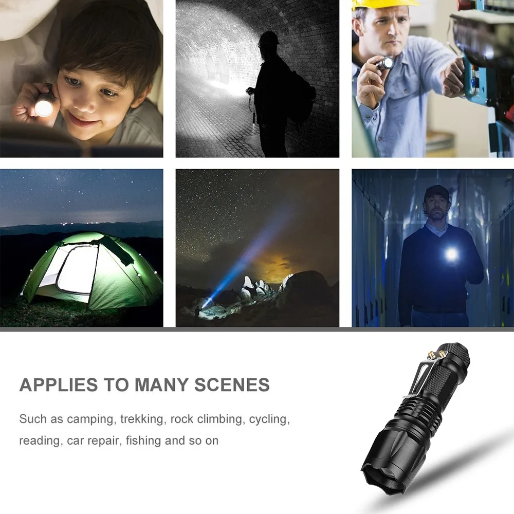 

Q5 LED Flashlight Super Bright Waterproof Handheld Flashlights Torch Pocket Hunting Light With Clip By AA 14500 Battery