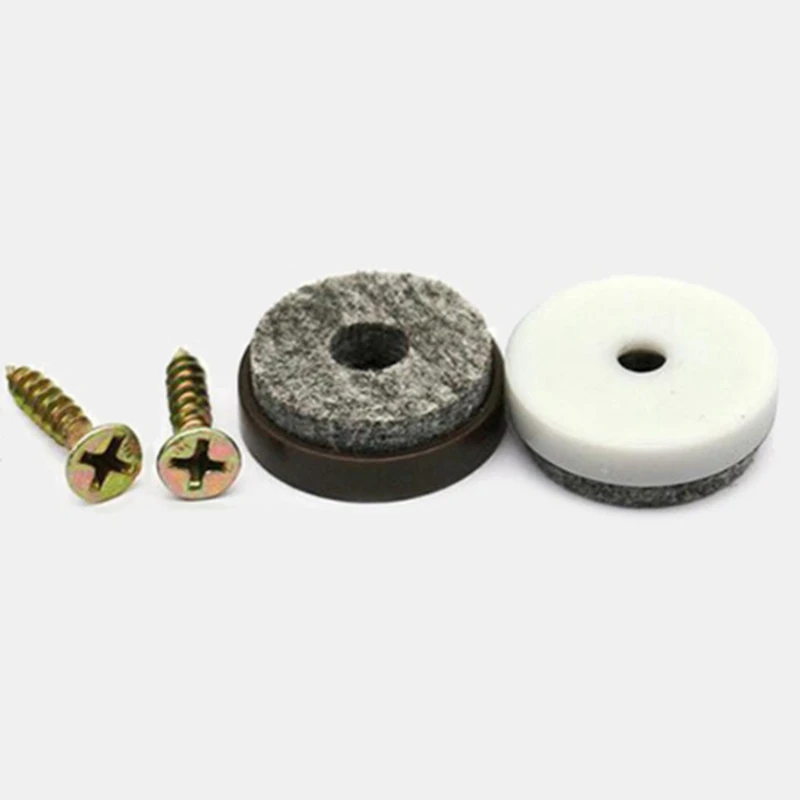 

50 Pcs 24mm Felt Pads for Furniture Round Screw-in Sliders for Chair Legs, Floor Gliders to Protect Hardwood, White
