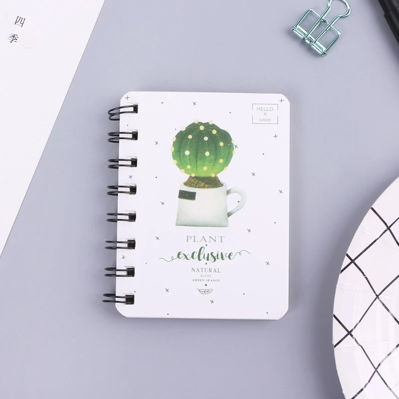 

5Pcs/Pack Cute Cactus Daily Office Supplies Planner Spiral Notebook Diary Notepad Memo Pad
