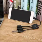 Адаптер хоста 3 в 1 Micro usb-хаб штекер-гнездо двойной USB адаптер OTG кабель-удлинитель универсальный для мобильных телефонов черный