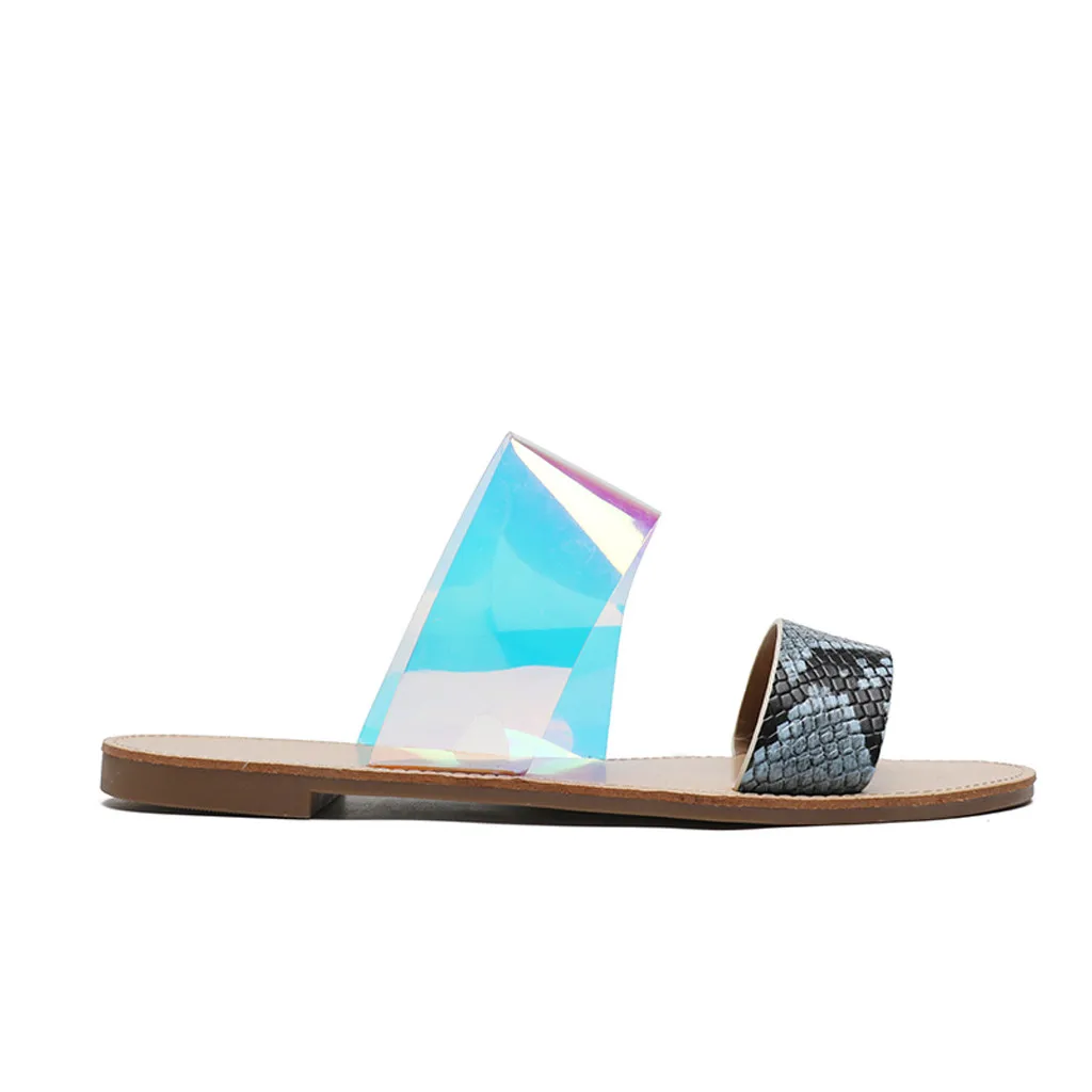 Женские сандалии на плоской подошве прозрачные шлепанцы для бассейна пляжные