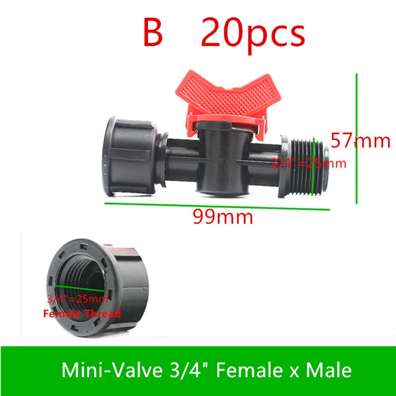 Мини клапан для садового орошения 3/4 дюйма 1/2 20 шт.|micro irrigation connector|irrigation connectorgarden