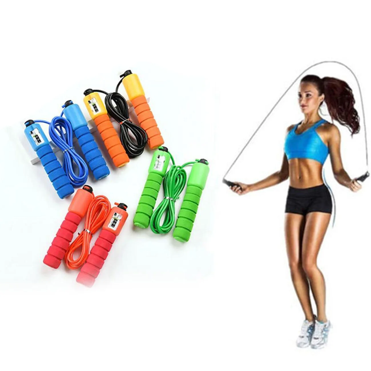 

Professional Sponge Jump Rope with Electronic Counter 2.9m Adjustable Fast Speed Counting Skipping Rope Wire Workout Equipments