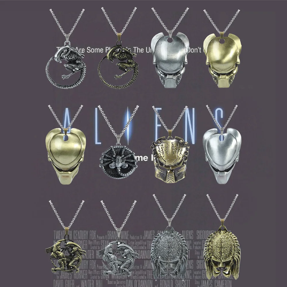 

Movies Aliens Necklace For Women Men Facehugger Metal Pendants Xenomorph Egg Chestburster Chain Choker Neck Charm Jewelry Gift