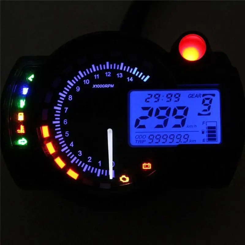 

Motorcycle Universal Meter Waterproof LCD Digital Speedometer Gauge Tachometer L9CE