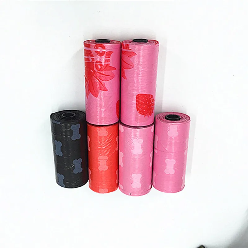 10 рулонов (150 шт.) мешок для потапывания домашних животных Разлагаемый с рисунком