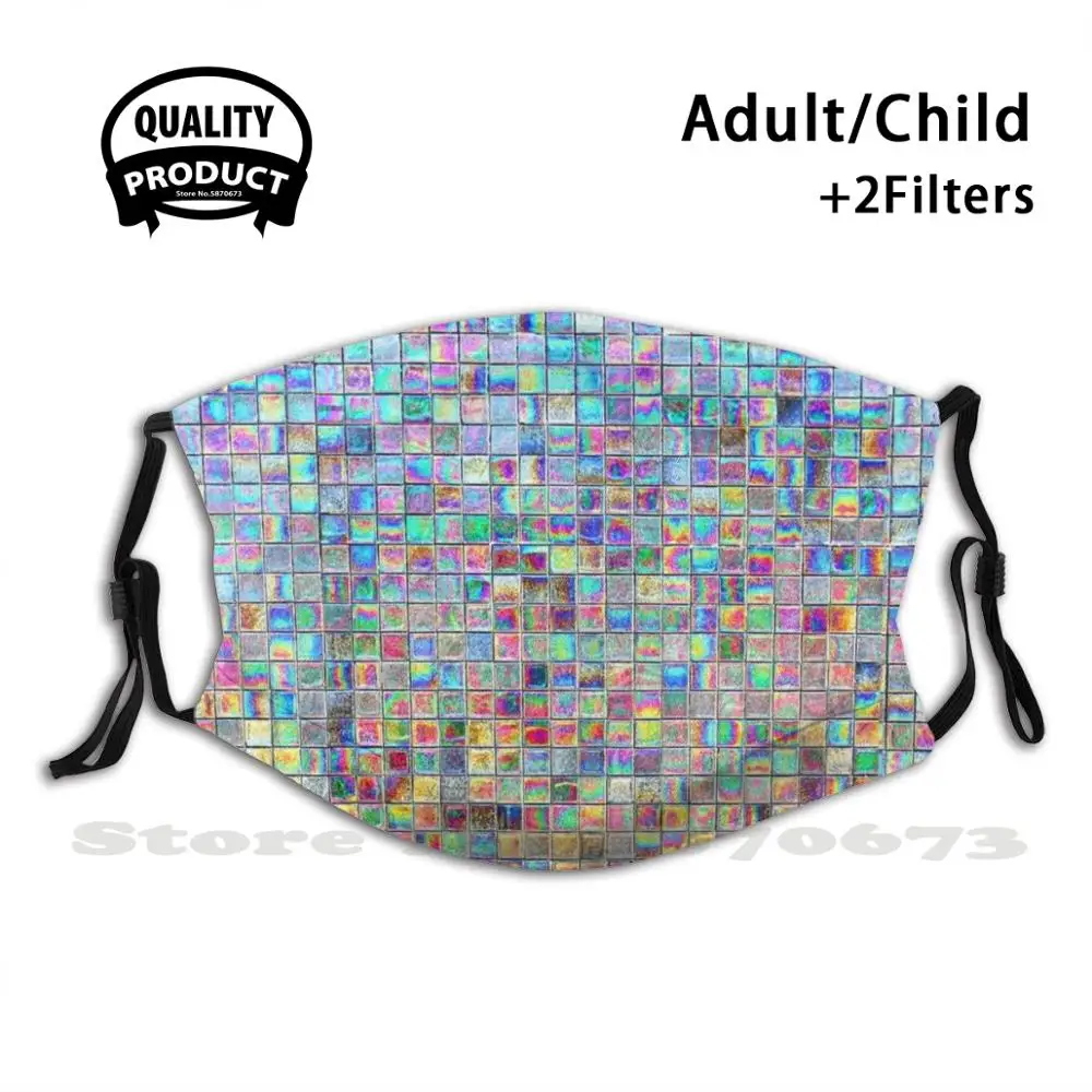 

Prism Wall Anti Dust Filter Men Women Kids Girl Boy Teens Mouth Masks Abstract Arc Ture Block Ceramic Colorful Mosaic Rainbow