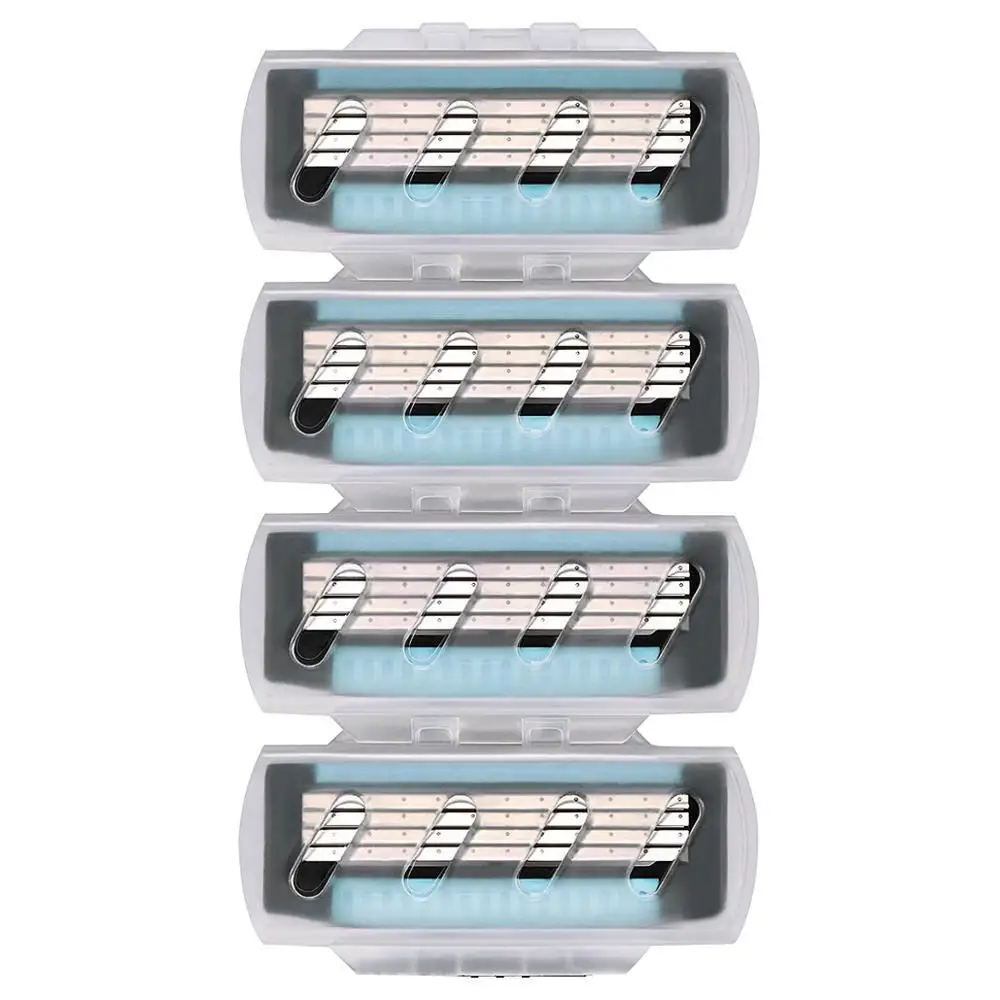 4PCS light blue 4 шт./компл. 4 слойные лезвия для бритья для gilette fusion mach 3 бритвенные лезвия для мужчин усы scheermesjes lame de rasoir - Цвет: 4PCS light blue