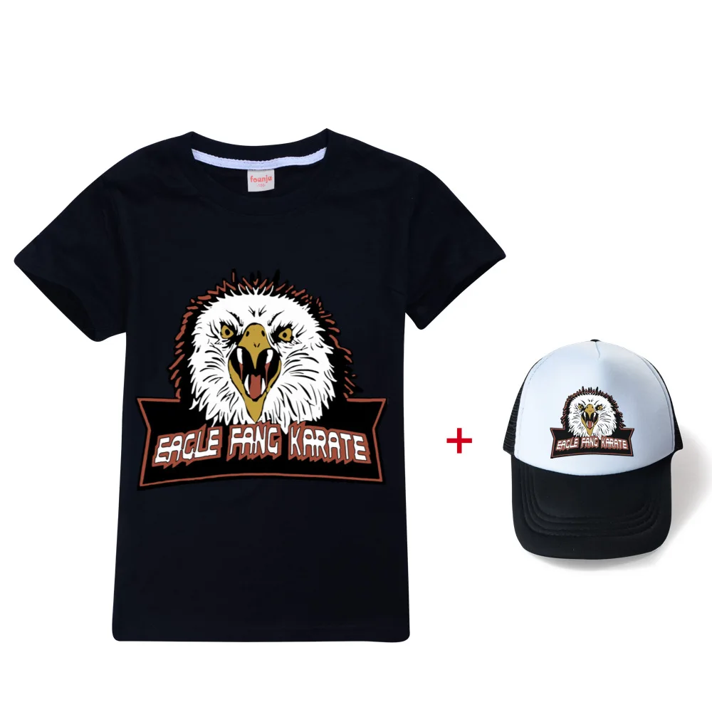 

2021 New girls Eagle Fang karate T Shirt Cobra Kai Tshirt 100% Cotton Soft Summer Short Sleeve Tops Tee boys clothes