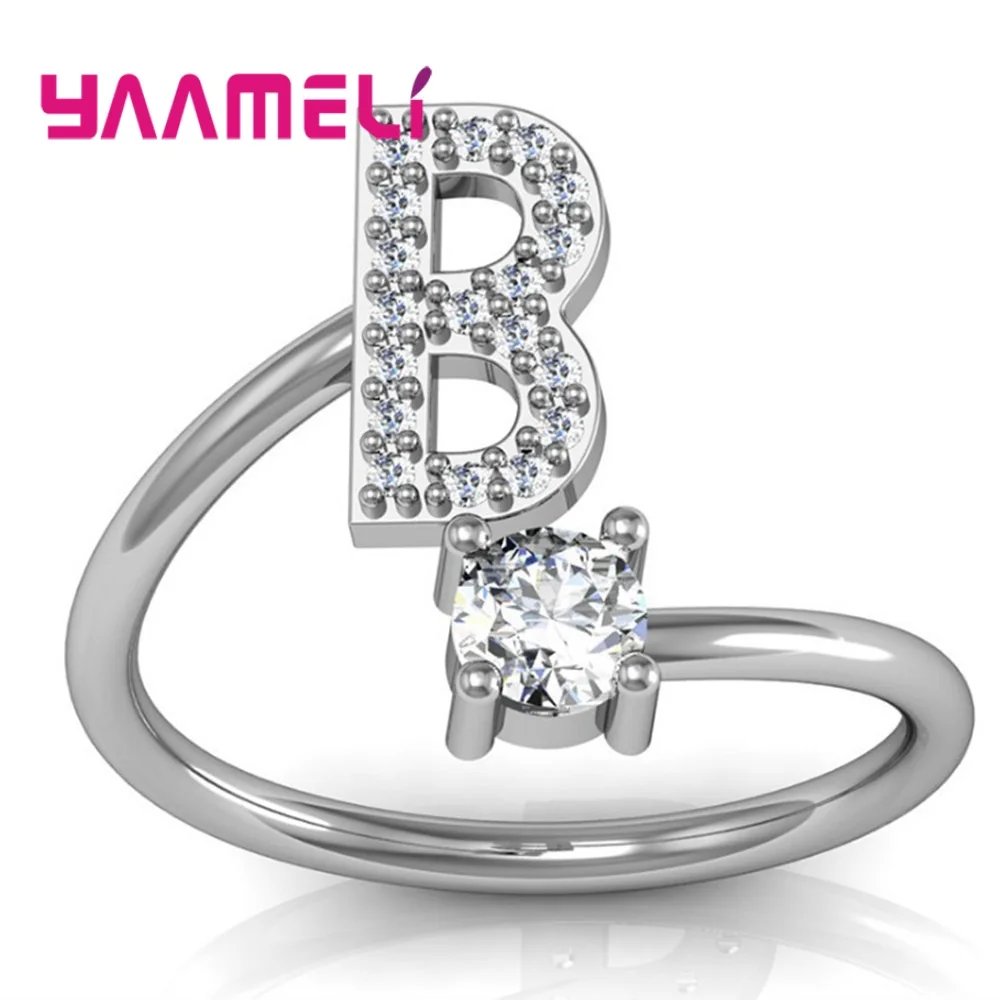 

Женское серебряное кольцо с фианитом, кольцо с буквами и алфавитом