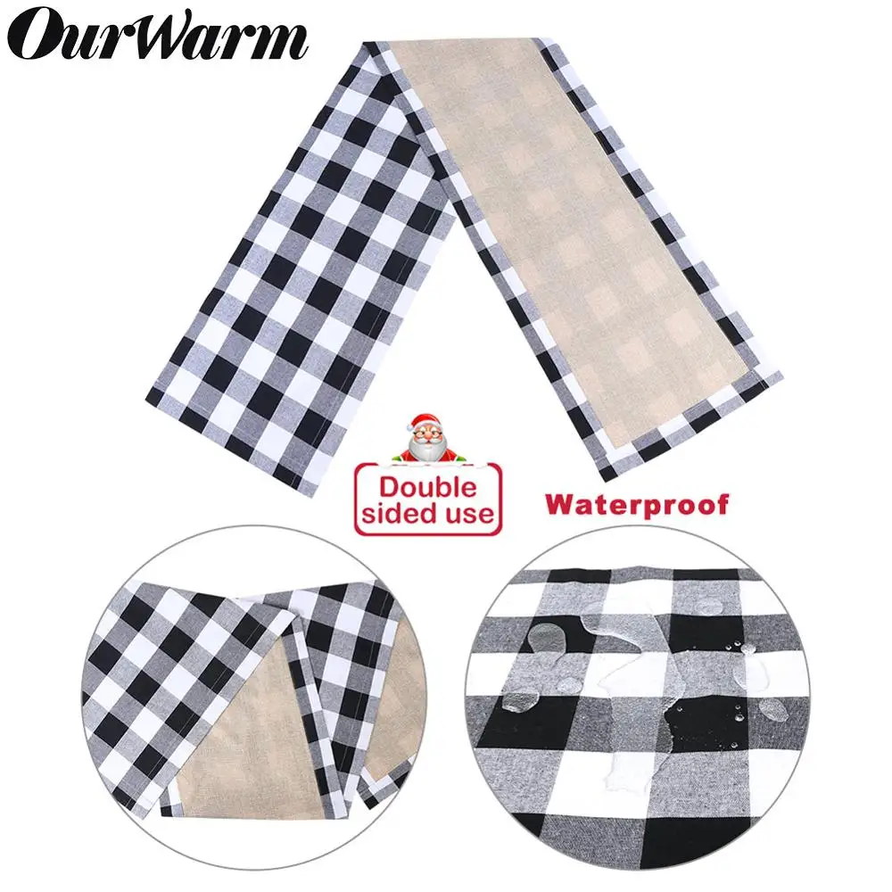 Водонепроницаемая Рождественская скатерть в клетку буйвола Рождественское