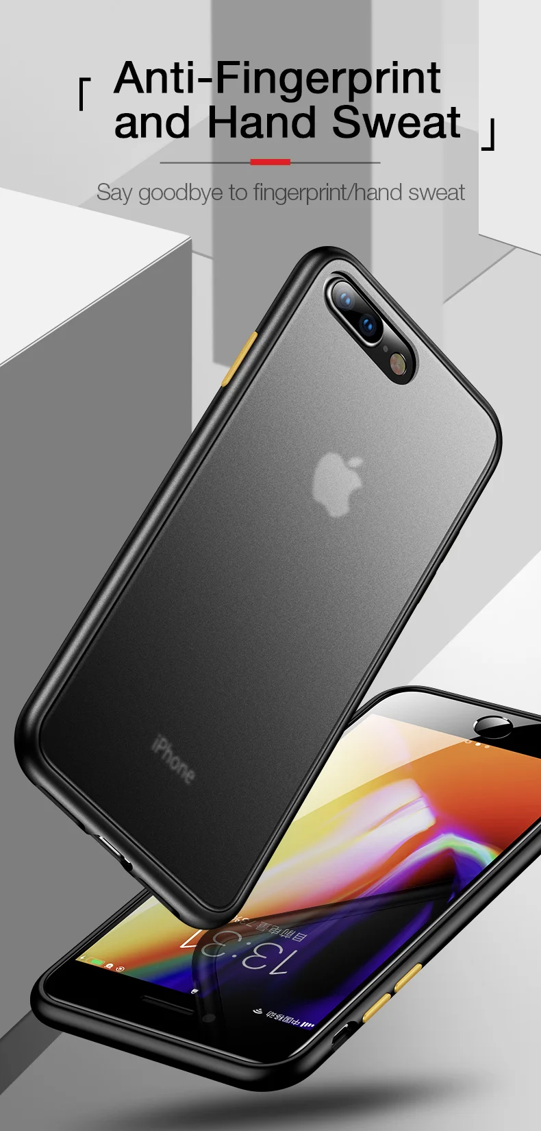 CAFELE чехол для телефона для iPhone 7, 8, 7 plus, 8 plus, PC, жесткая задняя крышка с силиконовым чехлом, чехол с мягкими краями, полупрозрачная задняя крышка для iPhone 7, 8 Plus