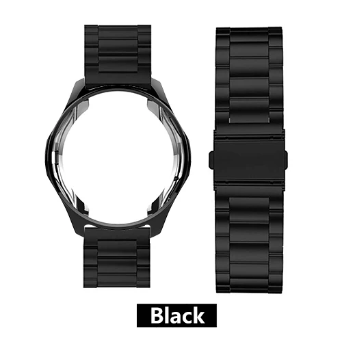 Black Чехол+ ремешок для samsung gear S3 Frontier/C Galaxy watch 46 мм 42 мм 20 мм/22 мм ремешок для часов из нержавеющей стали ТПУ покрытием защитный чехол - Цвет ремешка: Black