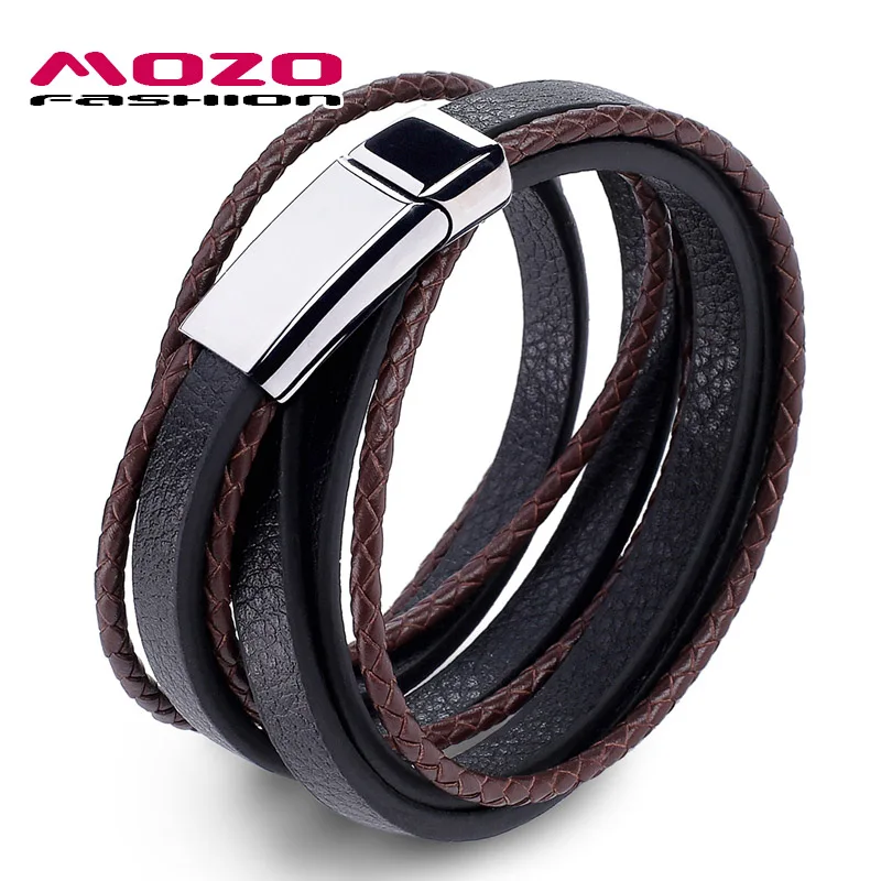 SY043-Z Mozo ювелирные изделия Для мужчин браслет кожаный большой с черной пряжкой Браслеты ткань Браслеты для человека коричневый руку браслет ps2043 - Окраска металла: SY043-Z