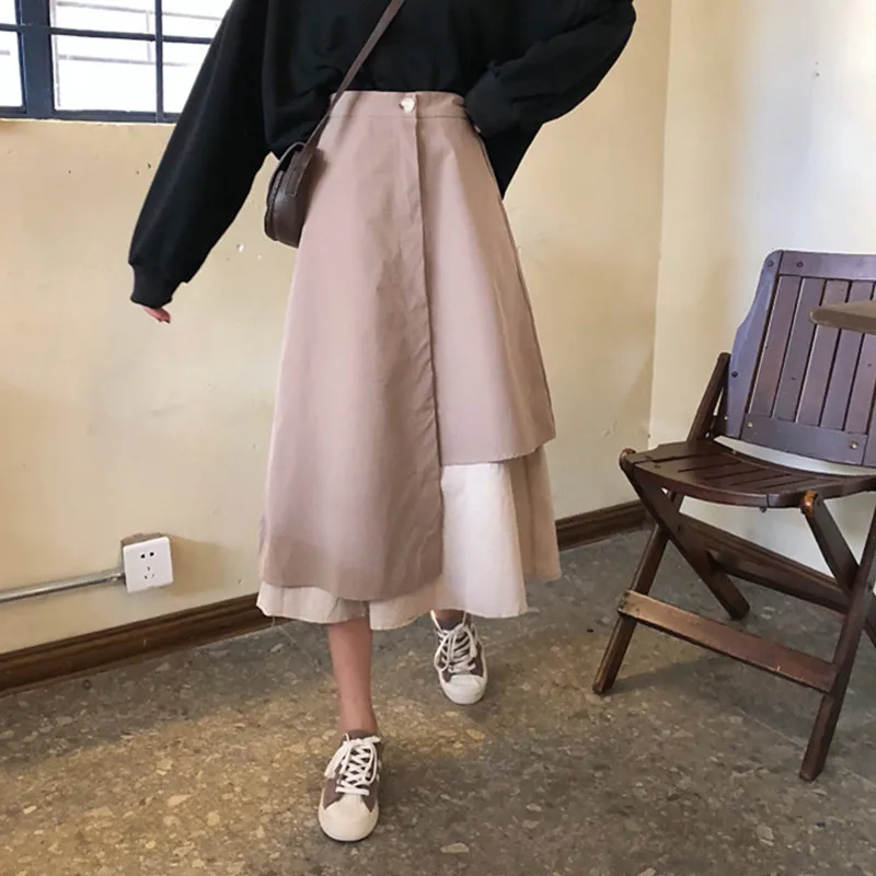Женская длинная юбка в стиле ретро, ассиметричная юбка с прострочкой, модель ранней весны 2021 от AliExpress WW