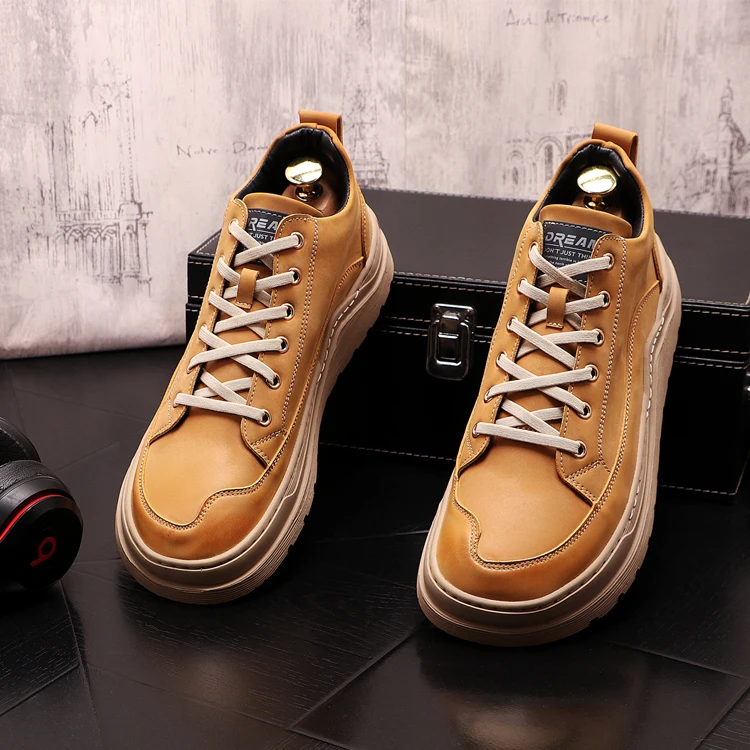 Beli Sepatu Pria Kulit Kualitas Tinggi Sneakers Punk Sepatu Papan Hip Hop Sepatu Bot Pergelangan Kaki Pelatih Mode Hombre Zapatillas