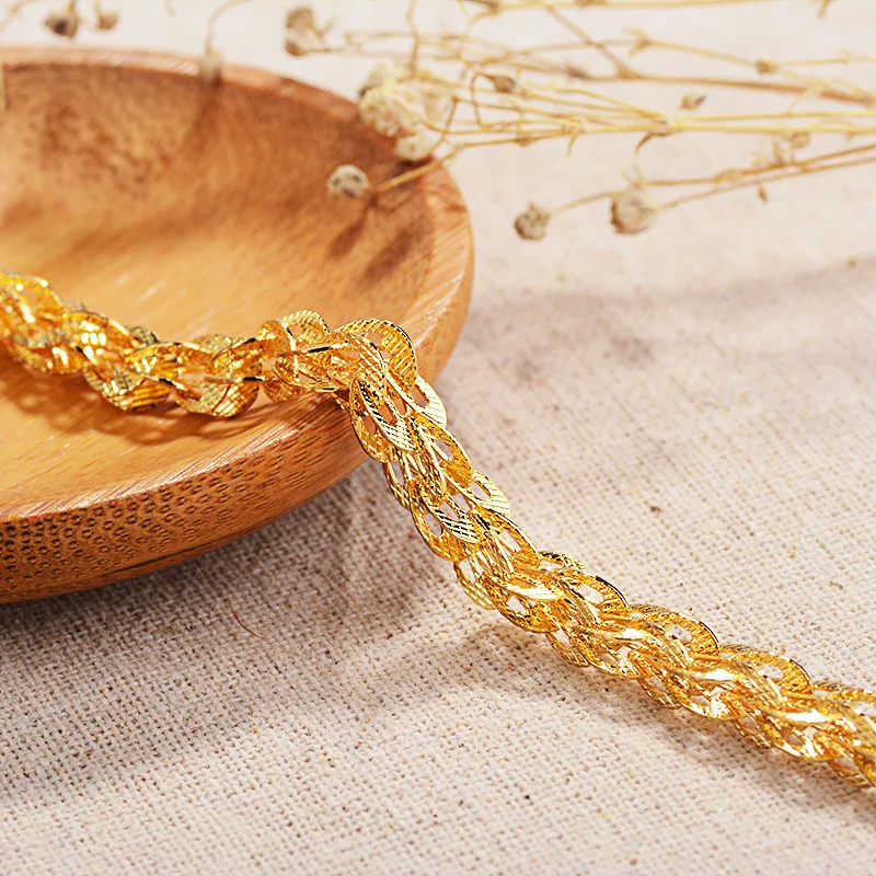 

14K Yellow Gold Chain Glossy Bracelet Bizuteria Pulseira Bileklik Kehribar Gemstone Bracelets 14K Gold Jewelry for Women Box