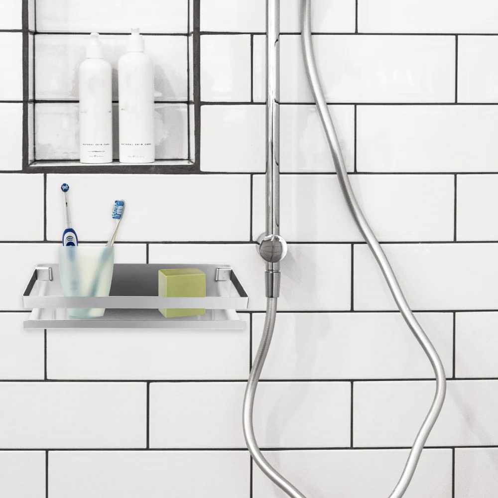 

1Pc Stainless Steel Wall Storage Rack Wall-Mounted Shelf for Kitchen Bathroom