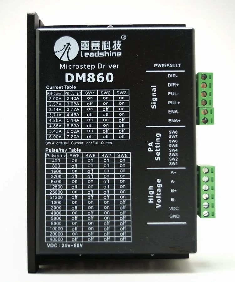 

2-фазный 32-битный цифровой шаговый привод DSP, 24 - 80 В постоянного тока, 2,4-а, привод шагового двигателя leadshine DM860