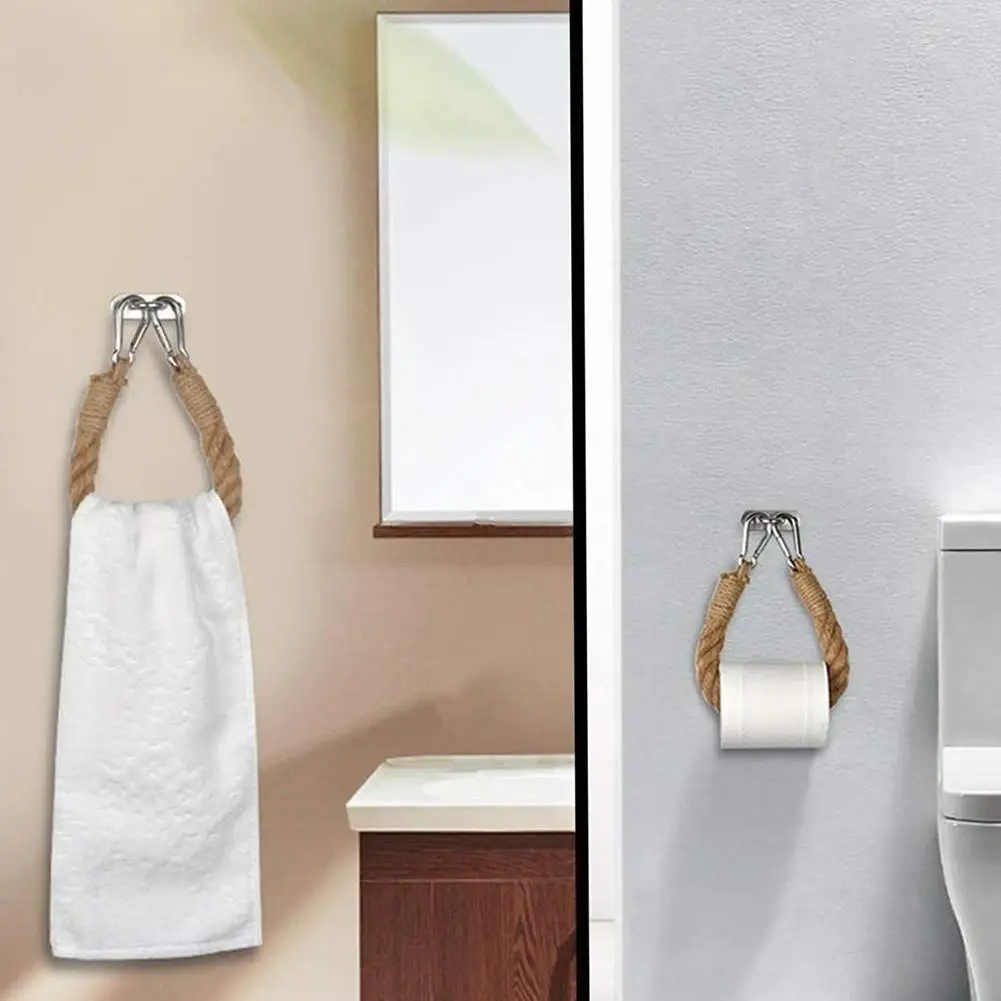 

Handmade Retro Toilet Paper Towel Rack Hemp Rope Roll Rope Holder Paper Vintage Towel Y9W2 Paper Decor Holder Hanging Toile W3M1