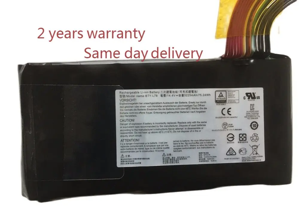 

Фотоаккумулятор для ноутбука MSI BTY-L78 GT80-2QE GT80S-6QD GT80S-6QE GT80S-6QF, 6RF, GT83VR-6RE GT83VR-7RE