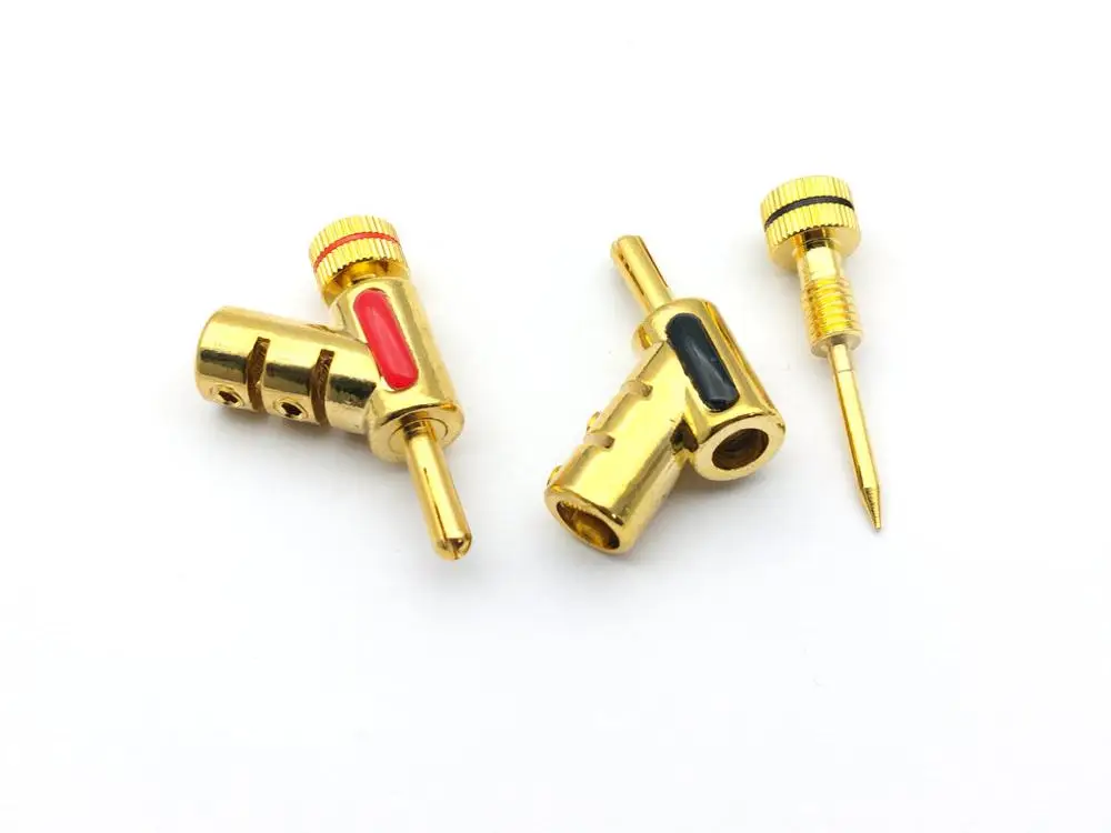 10 шт. высокое качество золотой замок спикер кабель 4 мм разъем типа