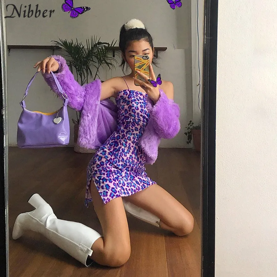 Nibber Harajuku базовое облегающее мини-платье womens2019осеннее популярное леопардовое узкое уличное повседневное вечернее короткое платье mujer