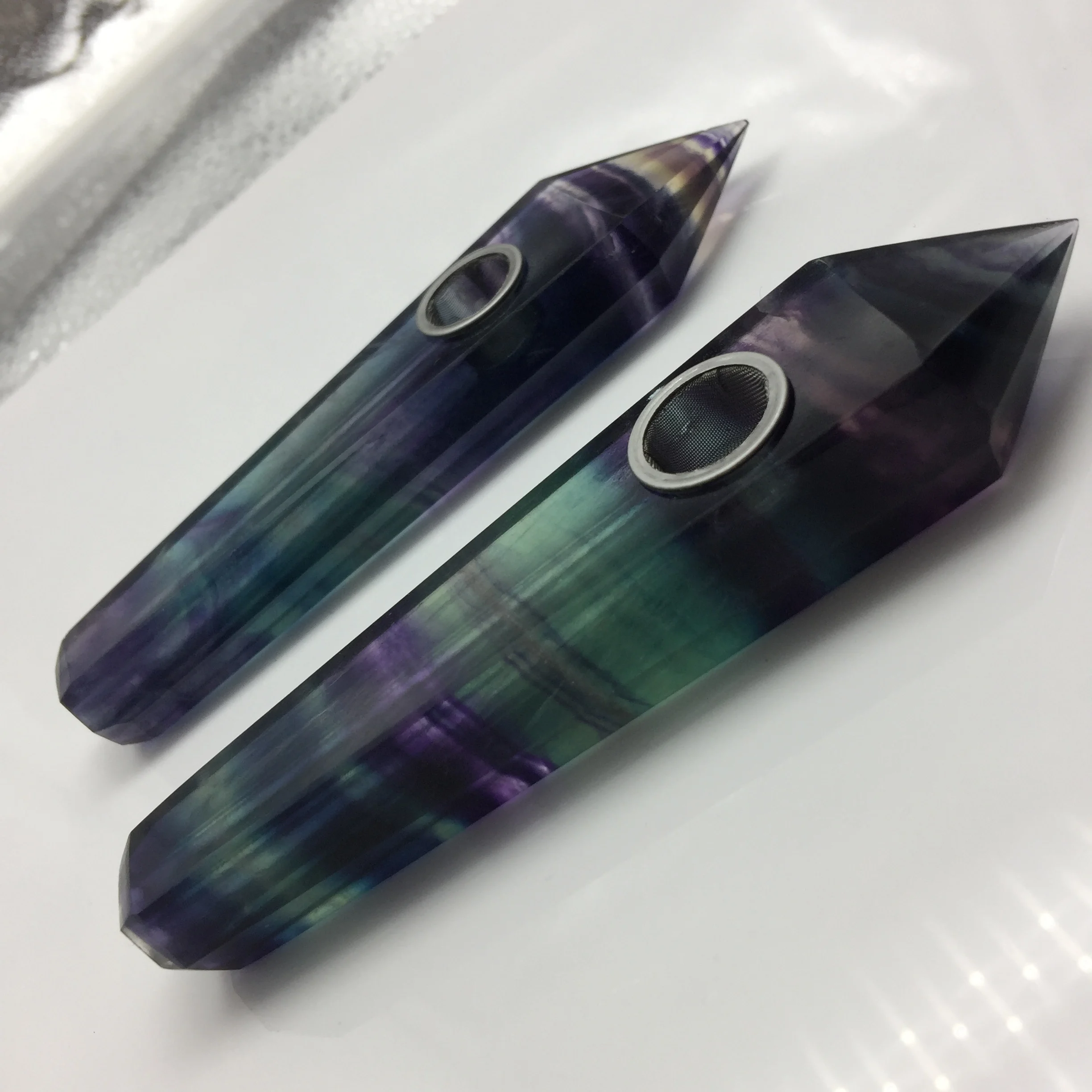 Натуральная красочная стеклянная трубка с карбовой палочкой исцеляющая