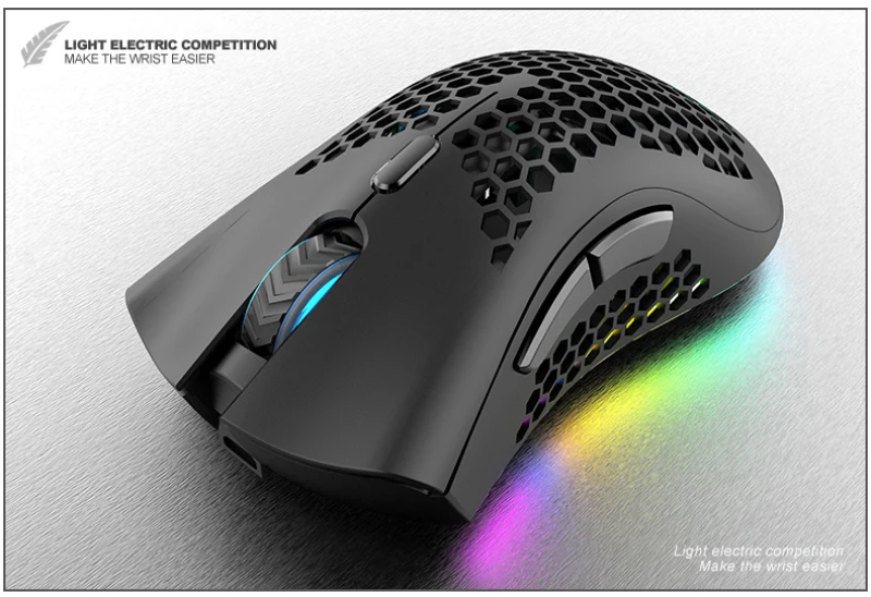 

1pcs 2.4GHz Wireless Gaming Mouse Rechargeable Mouse With RGB Light Effect 3 Adjustable DPI Hollowed-out Honeycomb Mouse Mice