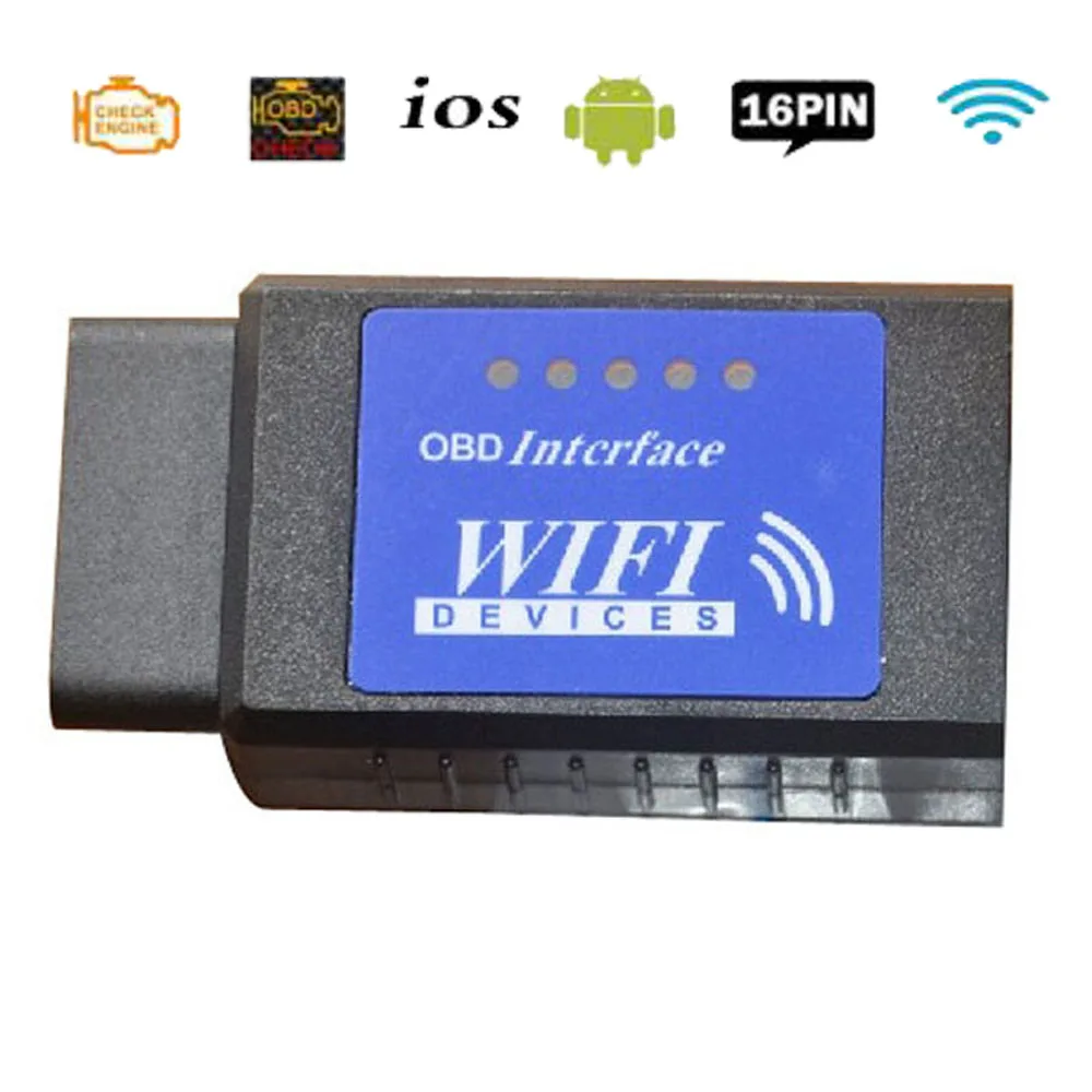 Новинка синяя этикетка OBD2 ELM327 WIFI ELM 327 V1.5 Wi Fi сканер USB считыватель кодов адаптер в 1