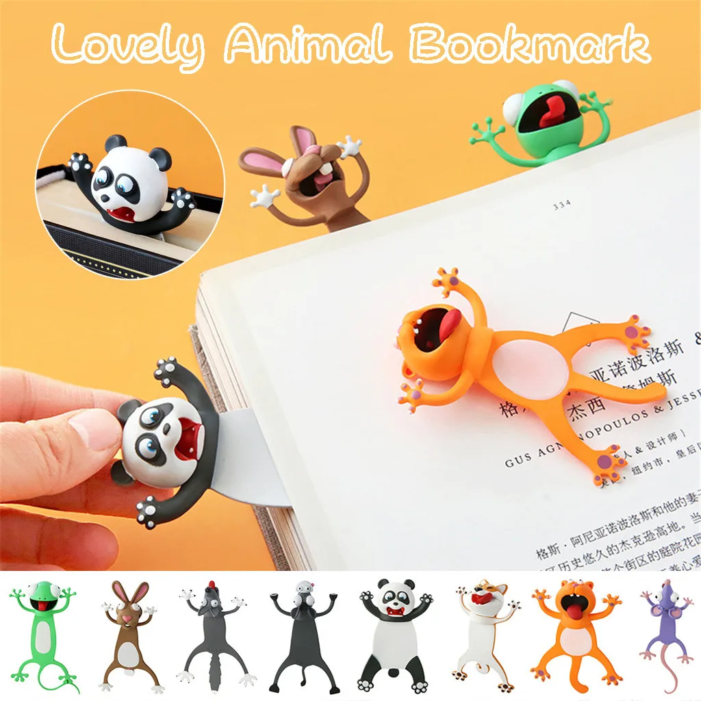 Fashion Kawaii 3D Lovely Cartoon Animal Bookmark Stereo Kawaii Cartoon Lovely Animal Bookmark Wacky Bookmark Student Gift