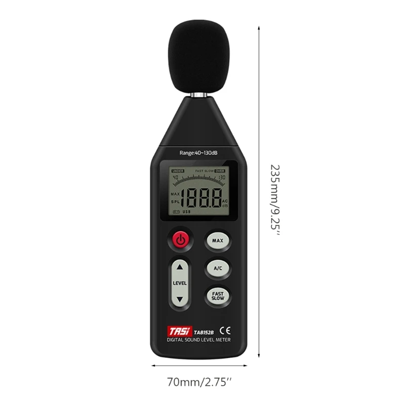

TA8152B Digital Sound Level Meter Noise Meter USB Data Connection LCD Display 40-130dB Tester Volume Decibel Measuring